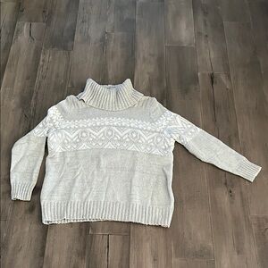 Gray and White Cowl Neck Sweater from Dressbarn